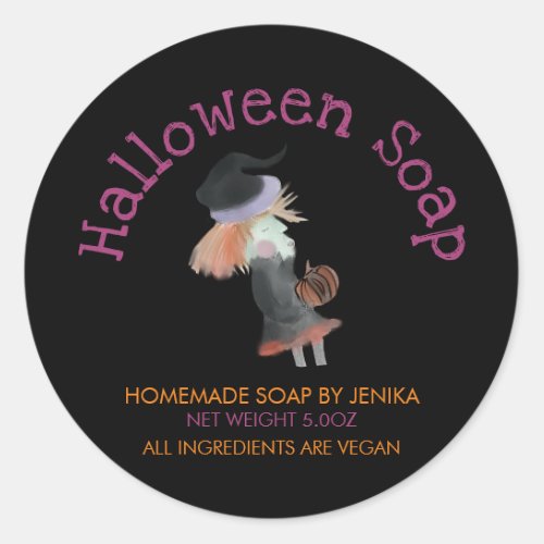 Witch Halloween Soap Homemade Business Product  Classic Round Sticker
