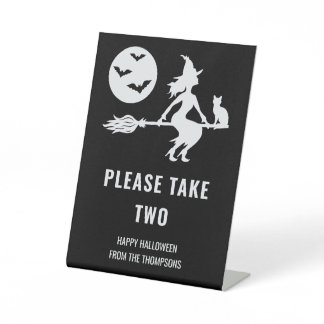 Witch Halloween Trick Or Treaters Take Your Candy Pedestal Sign