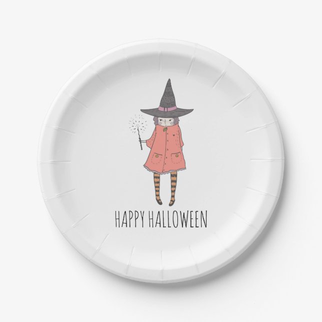 Witch Happy Halloween  Napkins Paper Plates (Front)