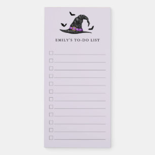 Witch Hat And Bats Halloween To-Do List Checklist Magnetic Notepad