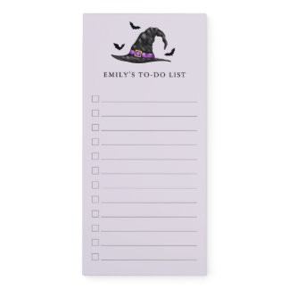 Witch Hat And Bats Halloween To-Do List Checklist Magnetic Notepad