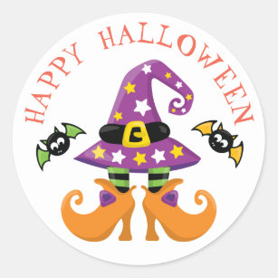 Witch Hat and Feet Halloween Classic Round Sticker