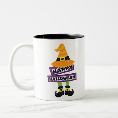 Witch Hat and Feet Halloween Two_Tone Coffee Mug