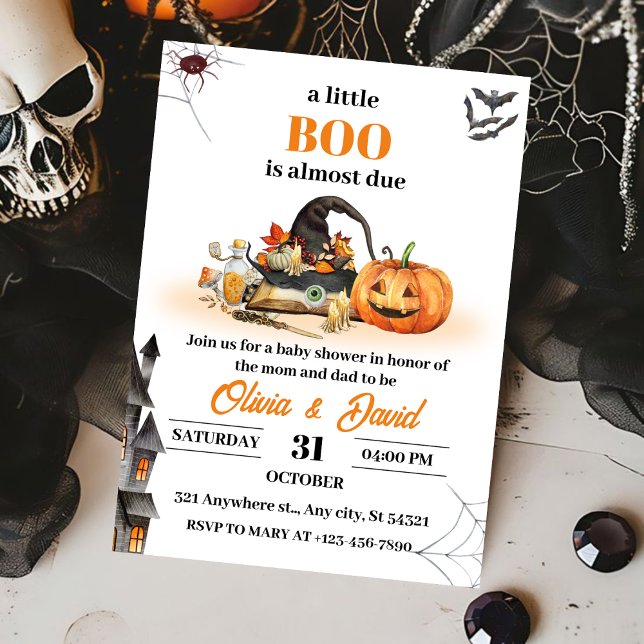 Witch Hat, and Haunted House,Halloween Baby Shower Invitation (Creator Uploaded)
