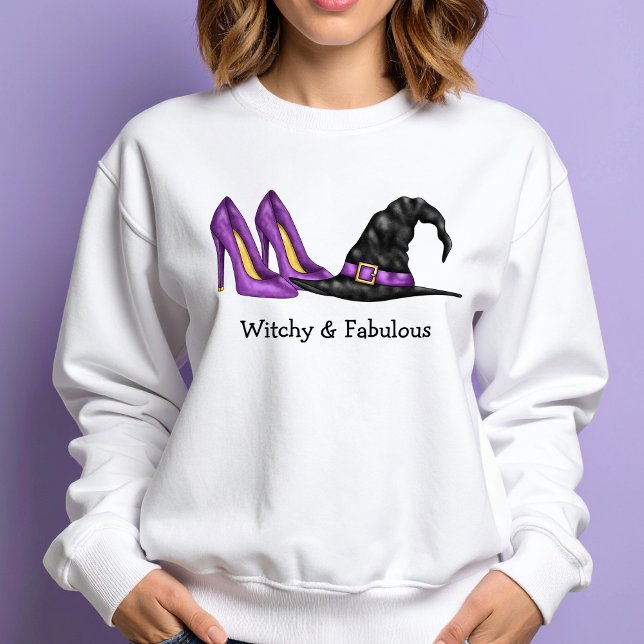 Witch Hat And Heels Cute Witchy Halloween Sweatshirt (Disclaimer: This image is a digital mockup.)