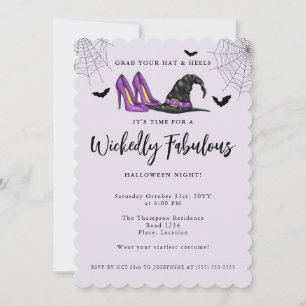 Witch Hat And Heels Women’s Halloween Party Invitation