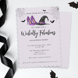 Witch Hat And Heels Women’s Halloween Party Invitation
