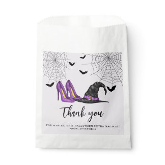 Witch Hat And Shoes Purple Halloween Thank You Favor Bag