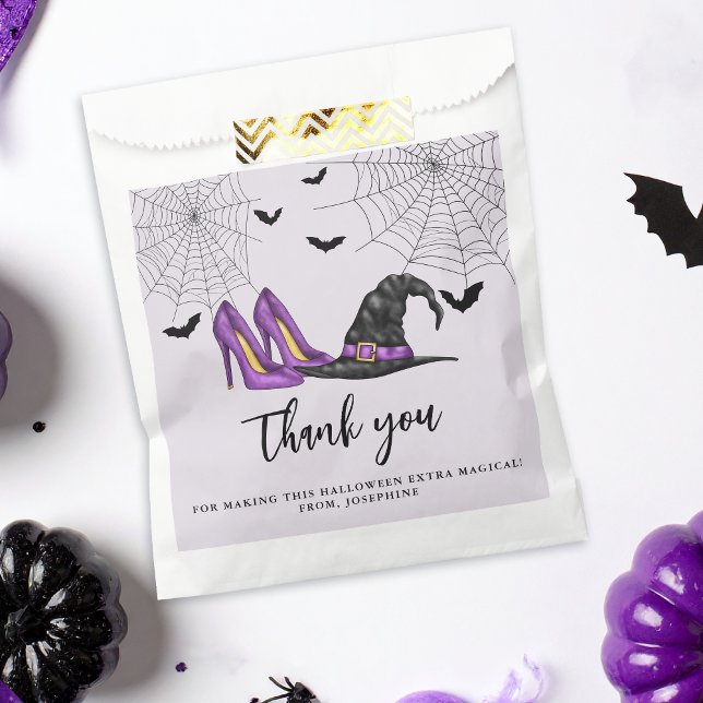 Witch Hat And Shoes Purple Halloween Thank You Favor Bag (Creator Uploaded)