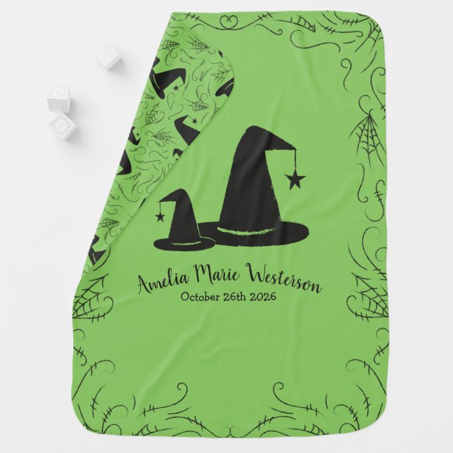 Witch Hat Baby Shower Halloween Baby Blanket (In Situ)