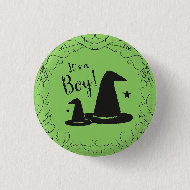 Witch Hat Baby Shower Halloween Button (Front)