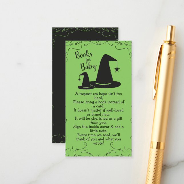 Witch Hat Baby Shower Halloween Enclosure Card (Front/Back In Situ)