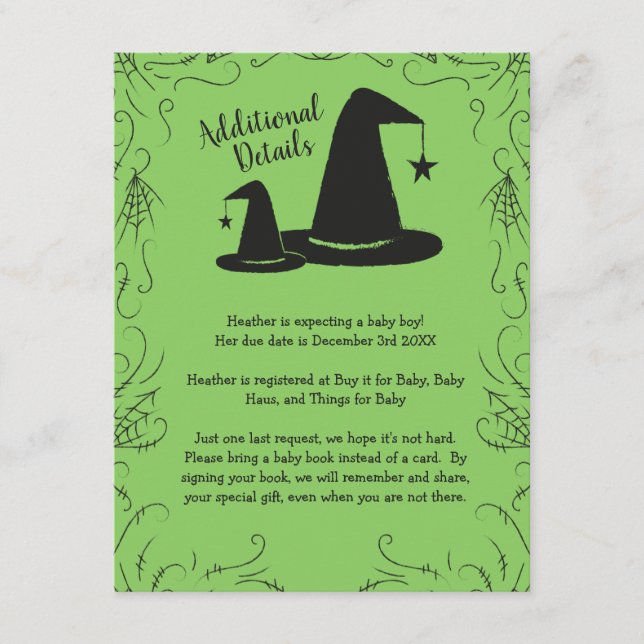 Witch Hat Baby Shower Halloween Enclosure Card (Front)