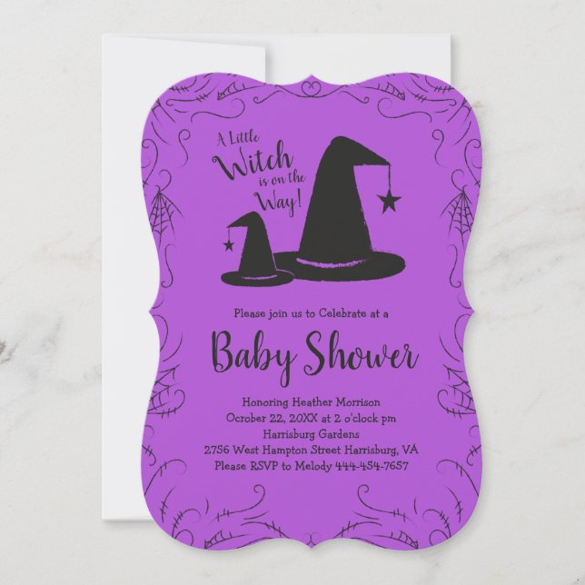 Witch Hat Baby Shower Halloween Invitation (Front)
