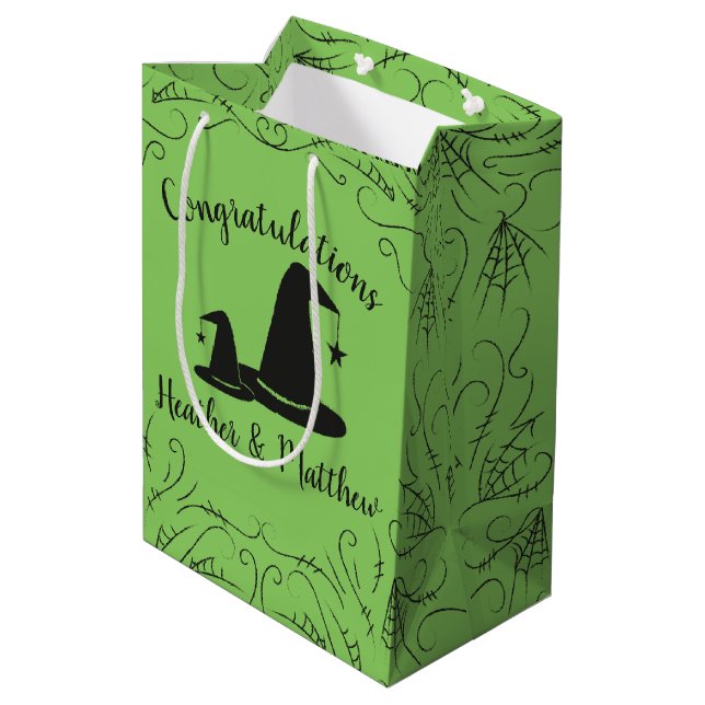 Witch Hat Baby Shower Halloween Medium Gift Bag (Back Angled)