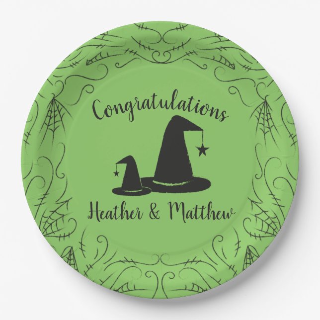 Witch Hat Baby Shower Halloween Paper Plates (Front)