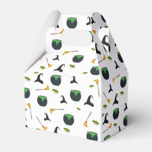 Witch Hat Broom Caldron Halloween Pattern Favor Boxes