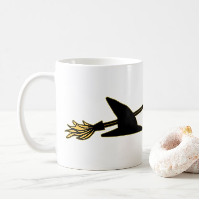Witch Hat & Broom Coffee Mug (With Donut)