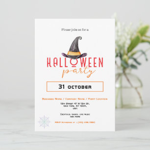 Witch Hat Business Office Halloween Party Invitation