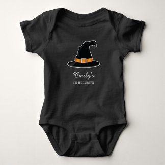 Witch Hat Child's First Halloween With Any Name Baby Bodysuit