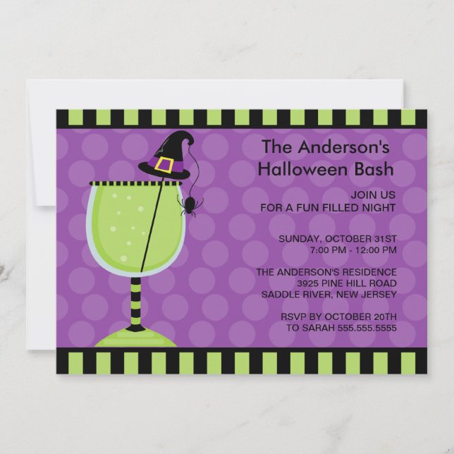 Witch Hat Cocktail Halloween Party Invitation (Front)