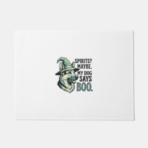 Witch Hat Dog Vintage Engraving Halloween Humor De Doormat