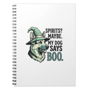 Witch Hat Dog Vintage Engraving Halloween Humor De Notebook