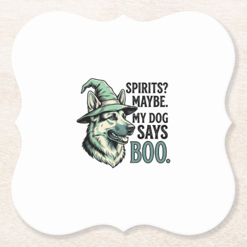 Witch Hat Dog Vintage Engraving Halloween Humor De Paper Coaster