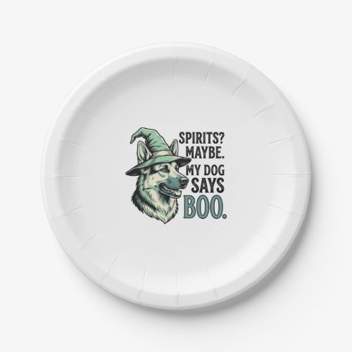 Witch Hat Dog Vintage Engraving Halloween Humor De Paper Plates