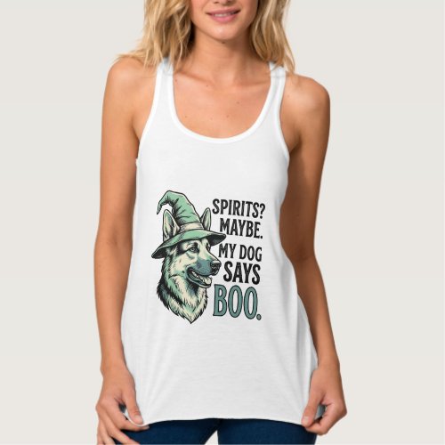 Witch Hat Dog Vintage Engraving Halloween Humor De Tank Top