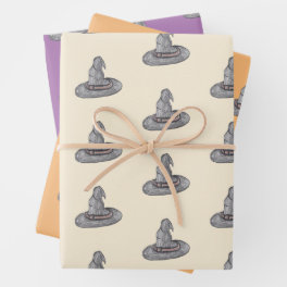 Witch Hat Doodle Halloween Pattern Wrapping Paper Sheets