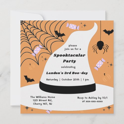 Witch Hat Halloween Any Year Birthday Invitation