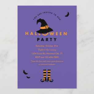 Witch Hat Halloween Party Invitation