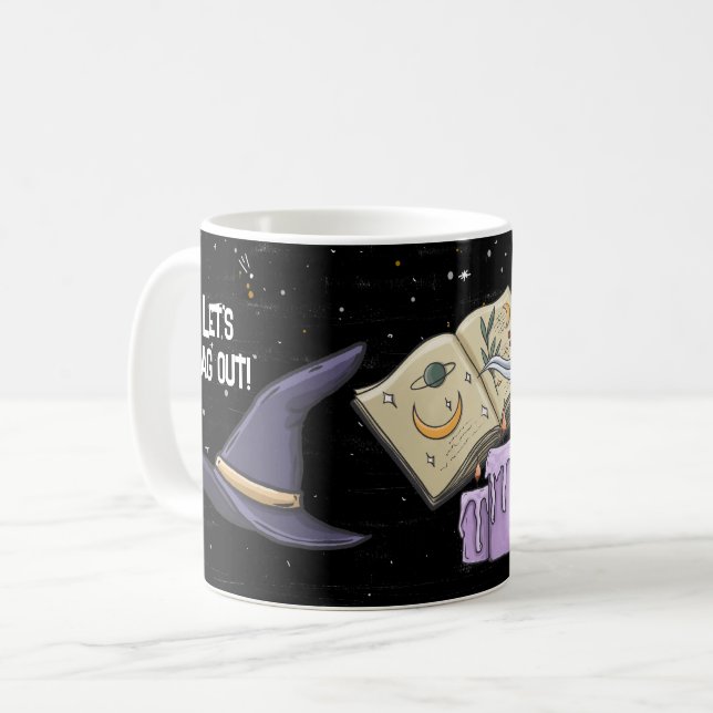Witch Hat Magic Book Pentagram Coffee Mug (Front Left)