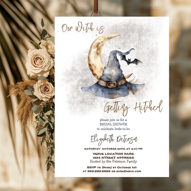 Witch Hat Moon Halloween Bridal Shower Invitation (Creator Uploaded)