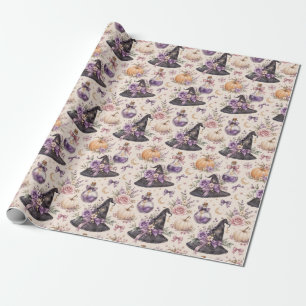 Witch Hat Potion Pumpkin Watercolor Halloween Gift Wrapping Paper