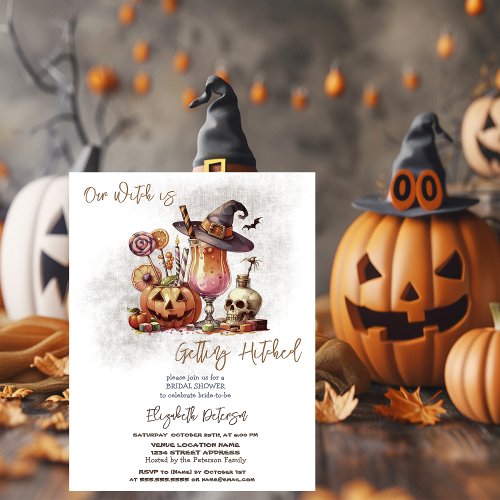 Witch Hat Pumpkin Drink Halloween Bridal Shower Invitation