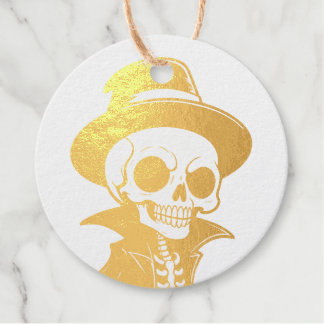 Witch Hat Skeleton Foil Favor Tags