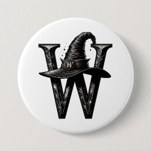 Witch Hat W Black Hat Halloween Button