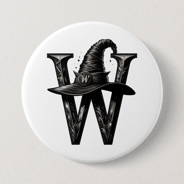 Witch Hat W Black Hat Halloween Button (Front)