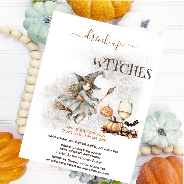Witch Hat Wine Pumpkin Halloween Invitation (Creator Uploaded)