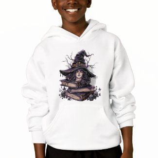 witch hat with scary skull - halloween day hoodie