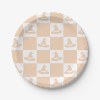 Witch Hatch Checkerboard Pastel Halloween Paper Plates