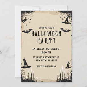 Witch Hats Halloween Party Invitation