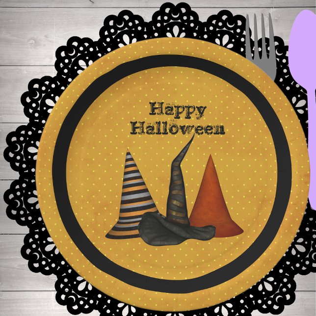 Witch Hats Halloween Party  Paper Plates (Creator Uploaded)