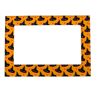 witch hats halloween pattern magnetic photo frame