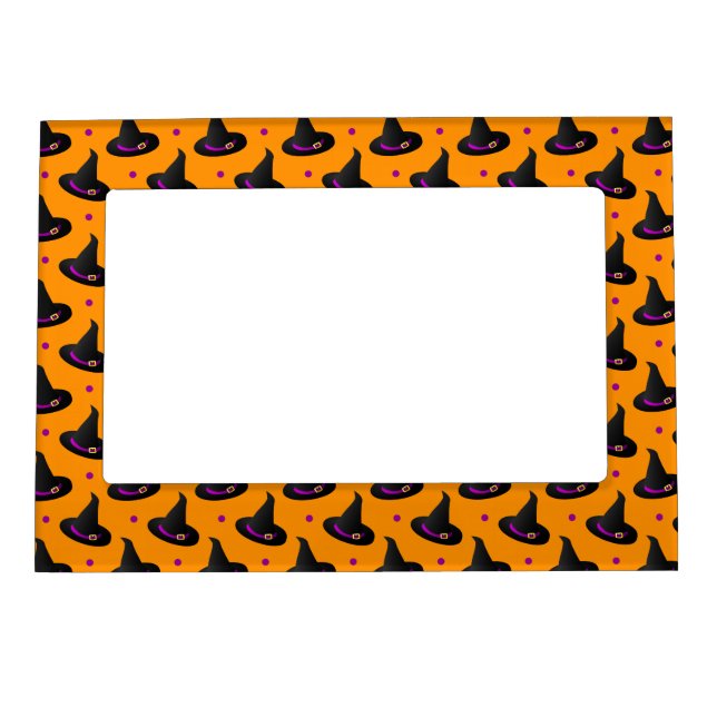 witch hats halloween pattern magnetic photo frame (Front)