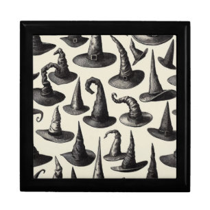 Witch Hats Vintage Illustration Pattern Halloween Gift Box