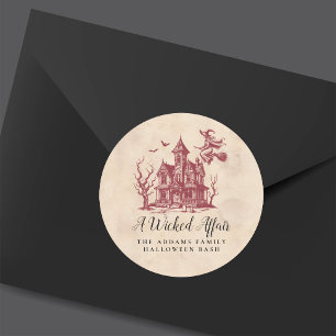 Witch Haunted House Vintage  Halloween Party  Classic Round Sticker