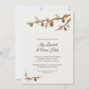 Witch Hazel Blossom Winter Wedding Invitation